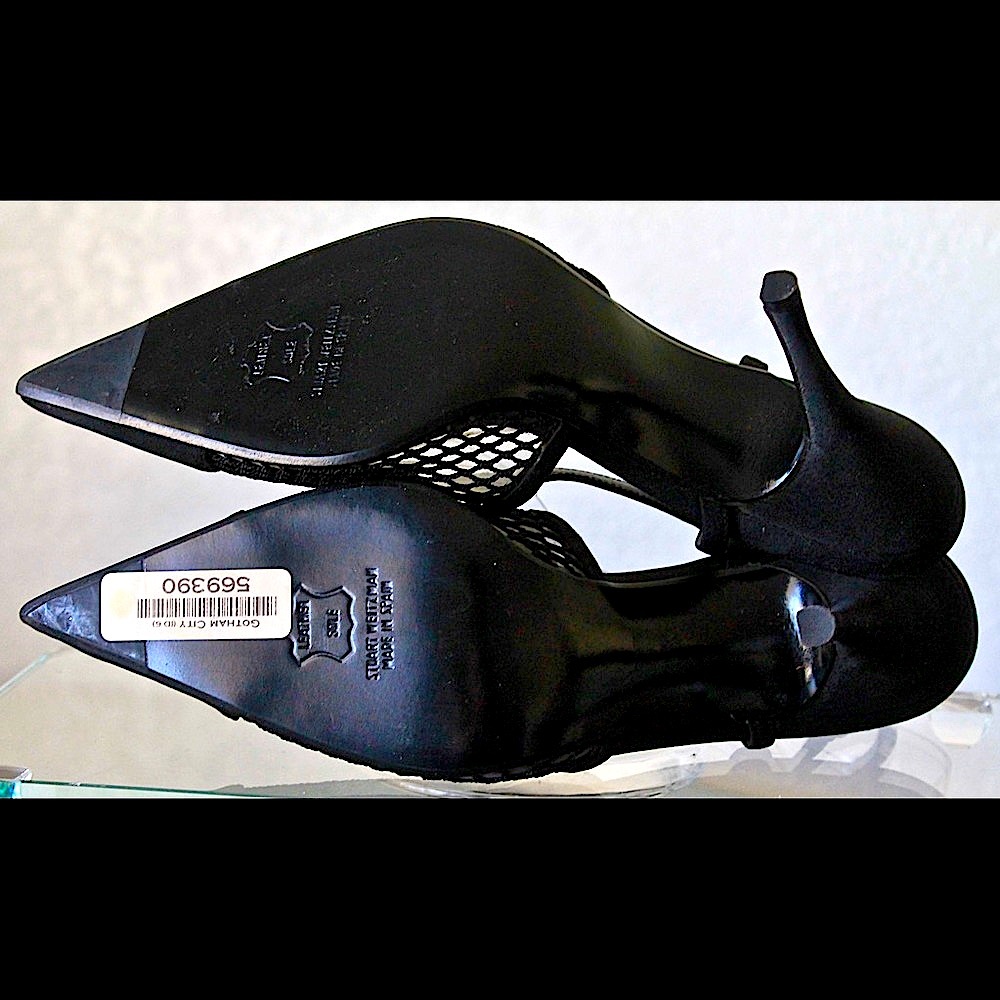 STUART WEITZMAN SHOE SIZE 9M BLACK FISH NET SLING BACK VINTAGE Y2K NEW - Picture 7 of 7